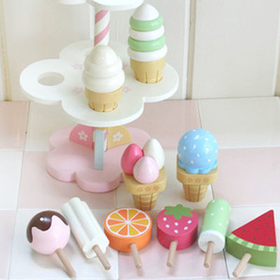 Gelado magnético de madeira Toy With Display Stand da simulação realística