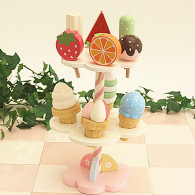 Gelado magnético de madeira Toy With Display Stand da simulação realística