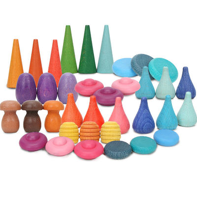 brinquedos de madeira educacionais de Montessori do empilhador do arco-íris 6pcs