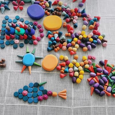 brinquedos de madeira educacionais de Montessori do empilhador do arco-íris 6pcs