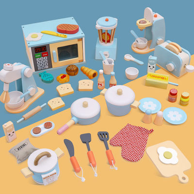 A educação adiantada das crianças unisex de madeira finge brinquedos da cozinha
