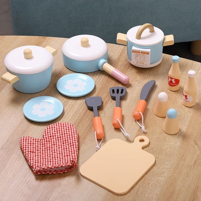 A educação adiantada das crianças unisex de madeira finge brinquedos da cozinha