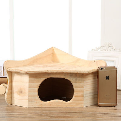 Casa pequena de madeira da cor bege do OEM para o hamster