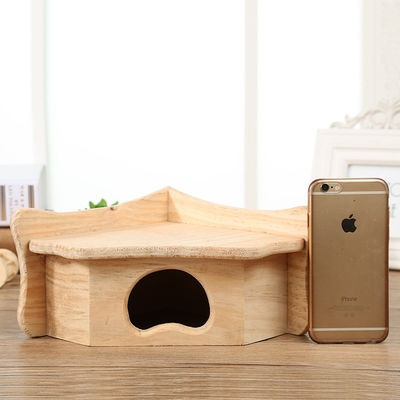 Casa pequena de madeira da cor bege do OEM para o hamster