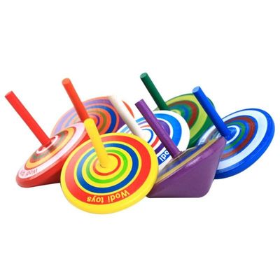 Giroscópio de madeira Toy Wheel For Stress Relieving do arco-íris das crianças