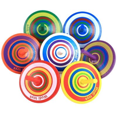 Giroscópio de madeira Toy Wheel For Stress Relieving do arco-íris das crianças