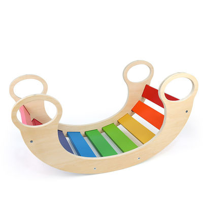Quadro de escalada de madeira do arco-íris de Montessori do bebê do OEM