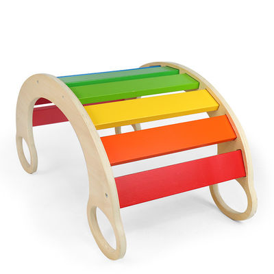 Quadro de escalada de madeira do arco-íris de Montessori do bebê do OEM
