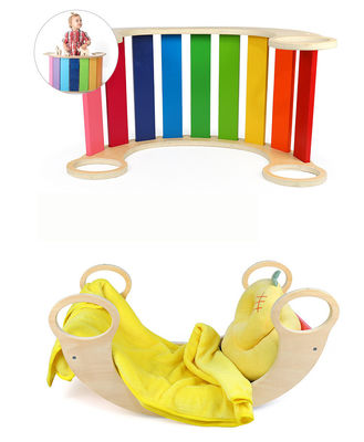 Quadro de escalada de madeira do arco-íris de Montessori do bebê do OEM