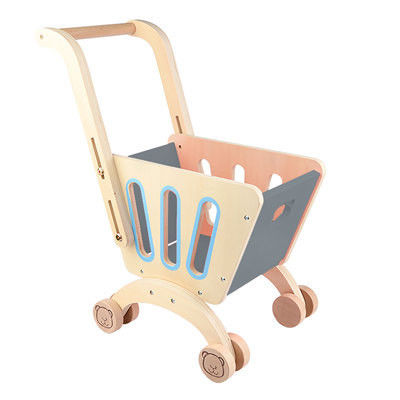 A plataforma dobro Toy Shopping Trolley de madeira das crianças