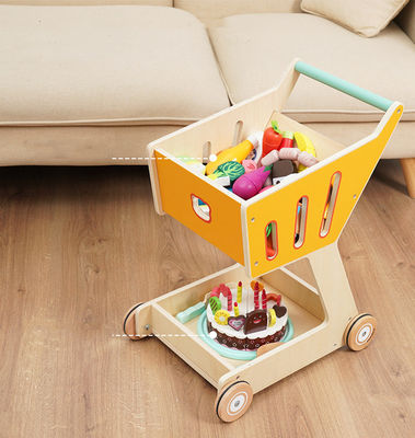 A plataforma dobro Toy Shopping Trolley de madeira das crianças