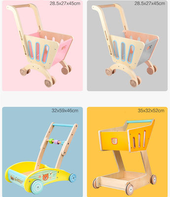 A plataforma dobro Toy Shopping Trolley de madeira das crianças