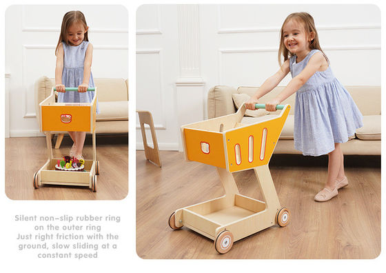 A plataforma dobro Toy Shopping Trolley de madeira das crianças