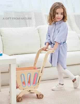 A plataforma dobro Toy Shopping Trolley de madeira das crianças