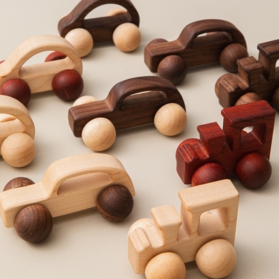 presente Toy Beech Wood Car Educational Montess da noz preta do carro de Toy Maple Car Mahogany Classic dos blocos de apartamentos do bebê 9/Style