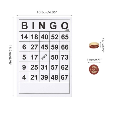 Jogo de madeira do Bingo da xadrez do vintage com os 40 cartões DIY do número do Bingo