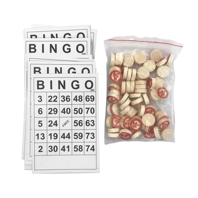 Jogo de madeira do Bingo da xadrez do vintage com os 40 cartões DIY do número do Bingo