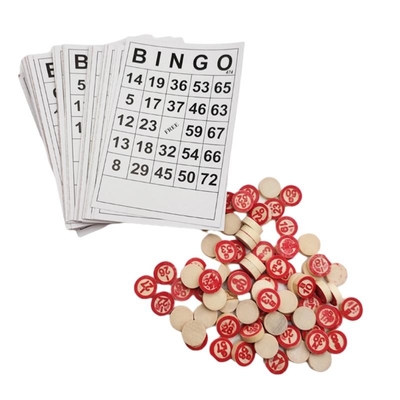 Jogo de madeira do Bingo da xadrez do vintage com os 40 cartões DIY do número do Bingo
