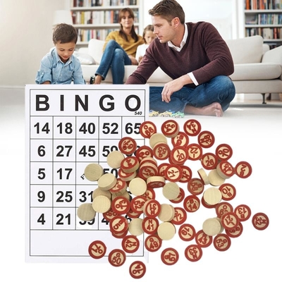 Jogo de madeira do Bingo da xadrez do vintage com os 40 cartões DIY do número do Bingo