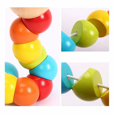 Vagabundos coloridos de Caterpillar das crianças de madeira variáveis educacionais novas dos blocos da forma dos brinquedos do divertimento da cognição do fantoche da torção do sem-fim do arco-íris