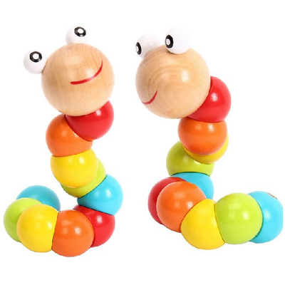 Vagabundos coloridos de Caterpillar das crianças de madeira variáveis educacionais novas dos blocos da forma dos brinquedos do divertimento da cognição do fantoche da torção do sem-fim do arco-íris