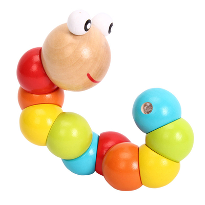 Vagabundos coloridos de Caterpillar das crianças de madeira variáveis educacionais novas dos blocos da forma dos brinquedos do divertimento da cognição do fantoche da torção do sem-fim do arco-íris