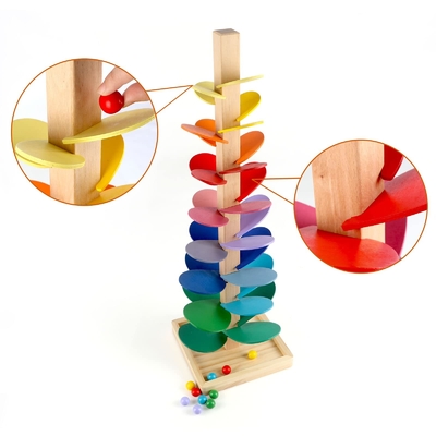 Montessori Toy Blocks Wooden Music Tree educacional com madeira de mármore da inteligência das crianças das crianças do bebê do jogo da trilha da corrida da bola