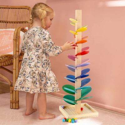 Montessori Toy Blocks Wooden Music Tree educacional com madeira de mármore da inteligência das crianças das crianças do bebê do jogo da trilha da corrida da bola