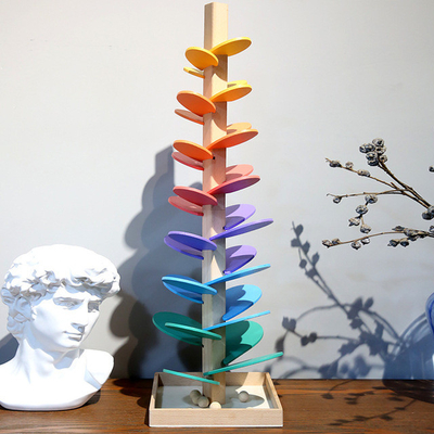 Montessori Toy Blocks Wooden Music Tree educacional com madeira de mármore da inteligência das crianças das crianças do bebê do jogo da trilha da corrida da bola