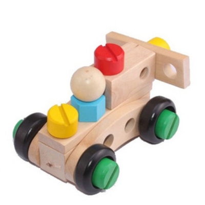 O carro Toy Solid Wood Assembly Intelligence do conjunto da desmontagem da inteligência do benefício de crianças 30 partes parafusa o brinquedo