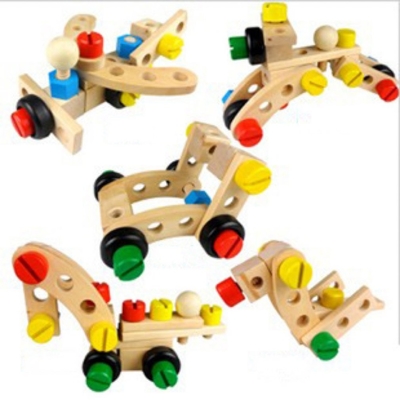 O carro Toy Solid Wood Assembly Intelligence do conjunto da desmontagem da inteligência do benefício de crianças 30 partes parafusa o brinquedo