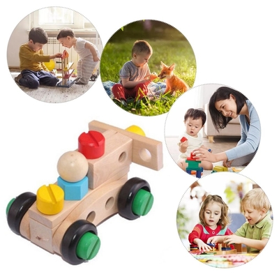 O carro Toy Solid Wood Assembly Intelligence do conjunto da desmontagem da inteligência do benefício de crianças 30 partes parafusa o brinquedo