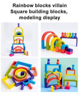 Blocos de apartamentos de madeira do arco-íris de Montessori do bebê educacionais