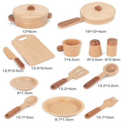 Cozinha de madeira Toy Set Simulation Mini Educational do log das crianças
