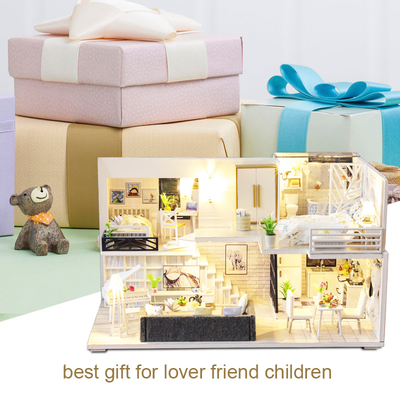 Mobília diminuta de madeira Kit For Children Birthday das casas de boneca de DIY