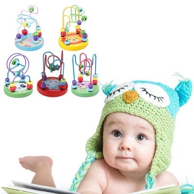 Os brinquedos de madeira de Montessori para a criança que os círculos de madeira perlam o fio Maze Roller Coaster Educational Wood confundem brinquedos do bebê