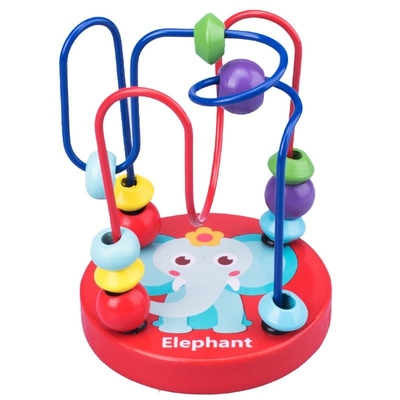 Os brinquedos de madeira de Montessori para a criança que os círculos de madeira perlam o fio Maze Roller Coaster Educational Wood confundem brinquedos do bebê