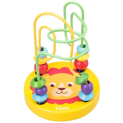Os brinquedos de madeira de Montessori para a criança que os círculos de madeira perlam o fio Maze Roller Coaster Educational Wood confundem brinquedos do bebê