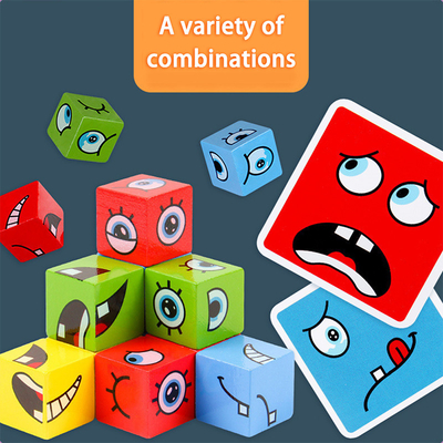 Brinquedo educacional de aprendizagem adiantado do fósforo dos brinquedos novos dos blocos de apartamentos do cubo da mudança da cara do enigma da expressão de Montessori para crianças