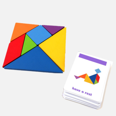 Tangram colorido animal Toy Kids Montessori Early Education do enigma de serra de vaivém do teste padrão 3D de madeira que classifica crianças dos brinquedos dos jogos