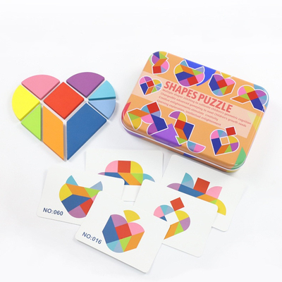 Tangram colorido animal Toy Kids Montessori Early Education do enigma de serra de vaivém do teste padrão 3D de madeira que classifica crianças dos brinquedos dos jogos