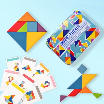 Tangram colorido animal Toy Kids Montessori Early Education do enigma de serra de vaivém do teste padrão 3D de madeira que classifica crianças dos brinquedos dos jogos