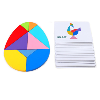Tangram colorido animal Toy Kids Montessori Early Education do enigma de serra de vaivém do teste padrão 3D de madeira que classifica crianças dos brinquedos dos jogos