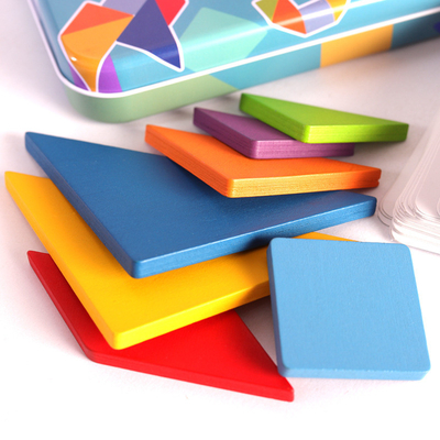 Tangram colorido animal Toy Kids Montessori Early Education do enigma de serra de vaivém do teste padrão 3D de madeira que classifica crianças dos brinquedos dos jogos