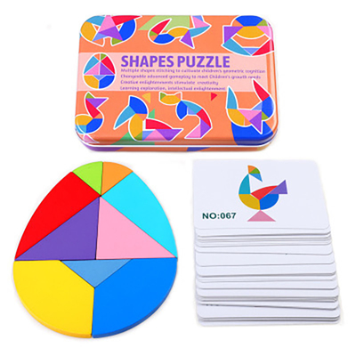 Tangram colorido animal Toy Kids Montessori Early Education do enigma de serra de vaivém do teste padrão 3D de madeira que classifica crianças dos brinquedos dos jogos