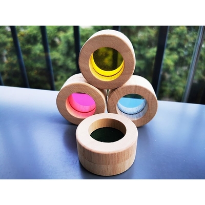 Madeira de borracha contínua de madeira de Montessori Toy Sensory Rainbow Mirror Blocks das crianças que empilha o empilhador acrílico de Buliding educacional