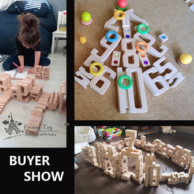 O bloco de madeira Jenga Toy Montessori Educational Natural Wood do equilíbrio do bebê dos brinquedos de Digitas da matemática dos blocos de apartamentos do número brinca FO