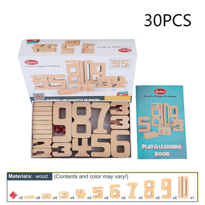 O bloco de madeira Jenga Toy Montessori Educational Natural Wood do equilíbrio do bebê dos brinquedos de Digitas da matemática dos blocos de apartamentos do número brinca FO