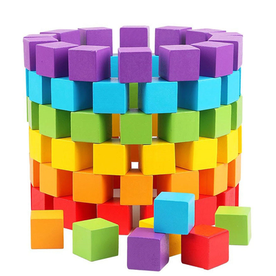 Blocos de apartamentos de madeira coloridos Toy Baby Color dos cubos e brinquedos educacionais de madeira da forma geométrica para Chil