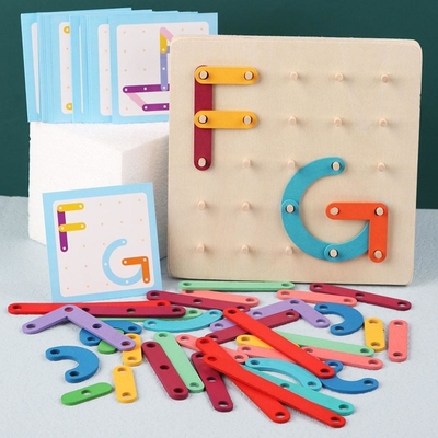 Educação de madeira educacional Toy Toy Jigsaw Board Game Child do enigma da placa do prego da educação adiantada de madeira geométrica de Montessori